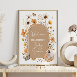 Välkomsthälsa om Fall Boho Fairy Wildblomme Baby S Poster