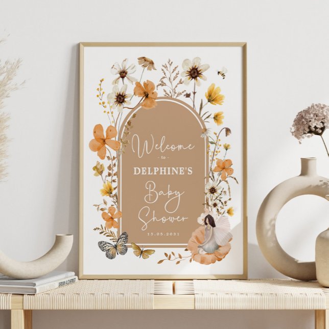 Välkomsthälsa om Fall Boho Fairy Wildblomme Baby S Poster (Skapare uppladdad)