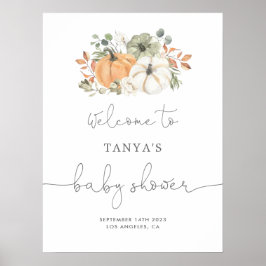 Välkomsthälsa om Fall Pumpkin Baby Shower Poster