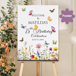 Välkomsthälsa om fjärilar och Wildblommor 75:e Poster