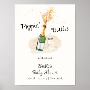 Välkomsthälsa om Flaska Champagne Baby Shower Poster