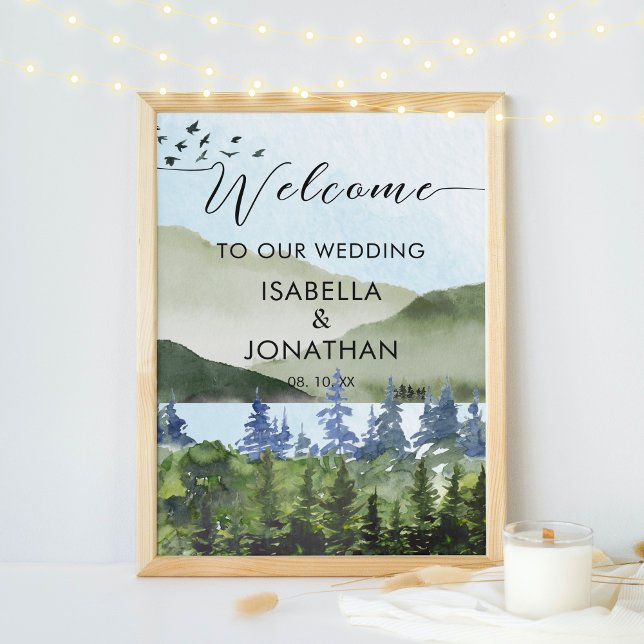 Välkomsthälsa om Grönten Forest Mountain Bröllop Poster (Skapare uppladdad)