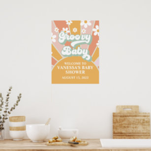 Välkomsthälsa om Groovy Baby Retro Sunshine Baby S Poster
