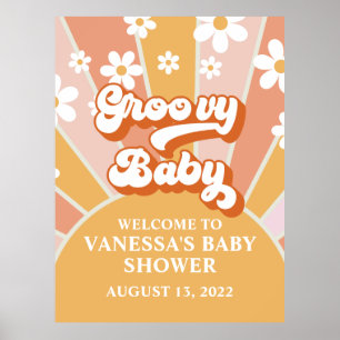 Välkomsthälsa om Groovy Baby Retro Sunshine Baby S Poster