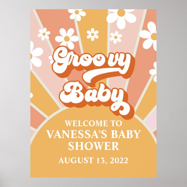 Välkomsthälsa om Groovy Baby Retro Sunshine Baby S Poster (Framsidan)