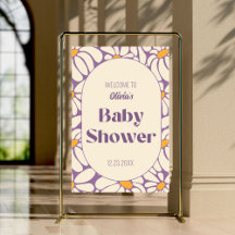 Välkomsthälsa om Groovy Retro Flowers Baby Shower