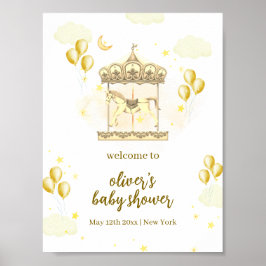 Välkomsthälsa om guld Elegant Magic Carousel Baby  Poster