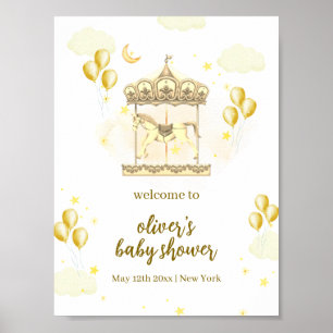 Välkomsthälsa om guld Elegant Magic Carousel Baby Poster