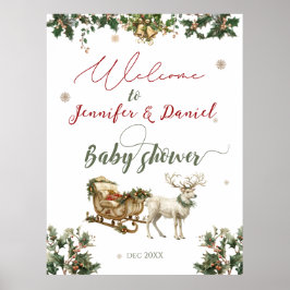 Välkomsthälsa om jultomten Baby, vinterbabykläder Poster