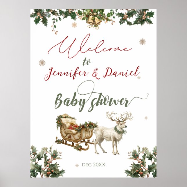 Välkomsthälsa om jultomten Baby, vinterbabykläder Poster (Framsidan)