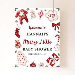 Välkomsthälsa om Julvinter Merry Little Baby Showe Poster