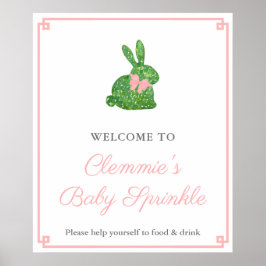 Välkomsthälsa om klassiskt Boxwood Bunny Girl Baby Poster