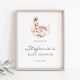 Välkomsthälsa om mamma och Baby Hjort Woodland Bab Poster