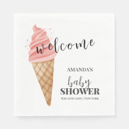 Välkomsthälsa om minimal ice Cream Scoop Baby Show Pappersservett