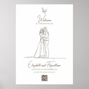 Välkomsthälsa om minimala Romantic Line Art lite b Poster