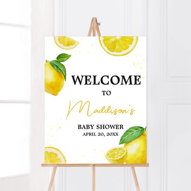 Välkomsthälsa om minimalistiskt babydusch poster (Gender Neutral Summer Citrus Baby Shower Welcome Sign)