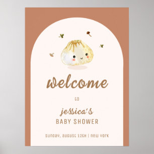 Välkomsthälsa om minsta Boho Arch Dumpling Baby Sh Poster