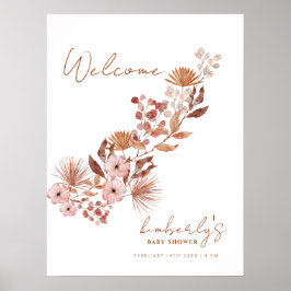 Välkomsthälsa om Modern Little Wildblommor Boho Ba Poster