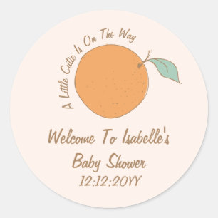 Välkomsthälsa om Modern Orange Little Cutie Baby S Runt Klistermärke