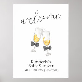 Välkomsthälsa om modern sip och se Bow Champagne Poster