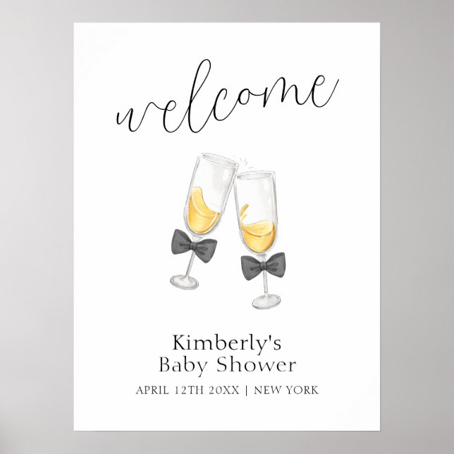 Välkomsthälsa om modern sip och se Bow Champagne Poster (Framsidan)