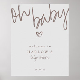 Välkomsthälsa om Neutral Baby Shower Modern Oh Bab Poster