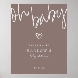 Välkomsthälsa om Neutral Baby Shower Modern Oh Bab Poster