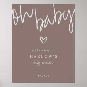 Välkomsthälsa om Neutral Baby Shower Modern Oh Bab Poster