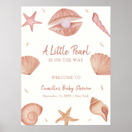 Välkomsthälsa om neutralt Ocean Seashell Pearl Bab Poster