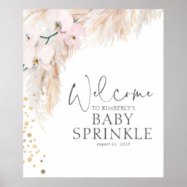Välkomsthälsa om Pampas Grass Blommigt Baby Shower Poster