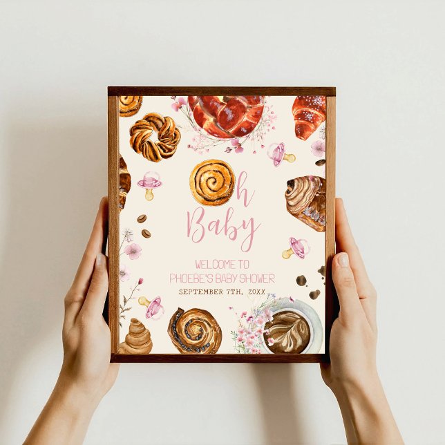 Välkomsthälsa om Pastries & Nappar Girl Baby Showe Poster (Skapare uppladdad)