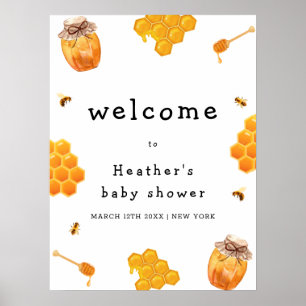 Välkomsthälsa om Ram Baby Shower Modern Honung Bum Poster