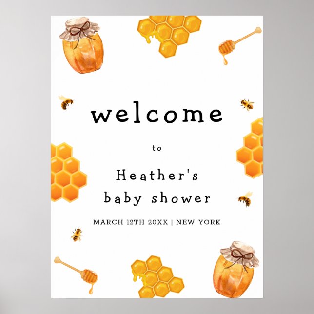 Välkomsthälsa om Ram Baby Shower Modern Honung Bum Poster (Framsidan)