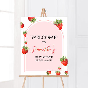 Välkomsthälsa om Red Strawberry Baby Shower Poster