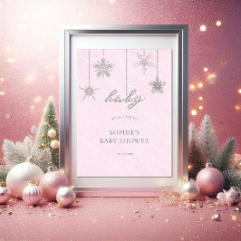 Välkomsthälsa om Rhinestones Snöflingor Rosa Baby  Poster