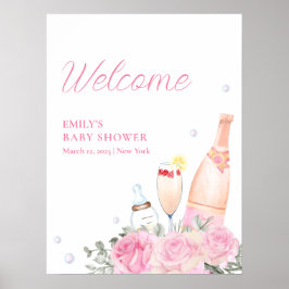 Välkomsthälsa om ro Flower Poppin Champagne Baby S Poster