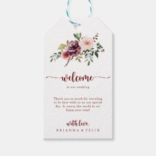 Välkomsthälsa om Rustic Summer Blommigt Calligraph Presentetikett