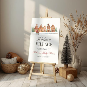 Välkomsthälsa om Rustic Village Houses Winter Baby Poster
