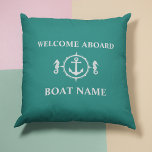 Välkomsthälsa om sjöhäst i Namn Kudde<br><div class="desc">Välkomna ombord på sjöhästen Anchor Teal Blue Dekorativ kudde Cushion vid Namn.</div>