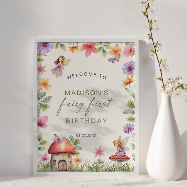 Välkomsthälsa om skogen i Fairy First Birthday Poster (Skapare uppladdad)
