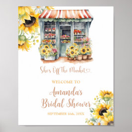 Välkomsthälsa om solblommor utanför Möhippan Poster