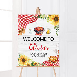 Välkomsthälsa om Solros BBQ Baby Shower Poster