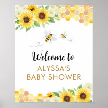 Välkomsthälsa om Solroshonungsbee Baby Shower