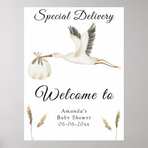 Välkomsthälsa om Stork Baby Shower Poster