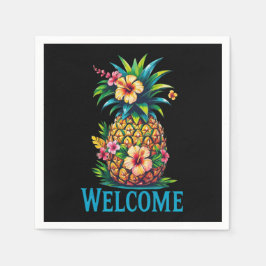 Välkomsthälsa om tropisk ananas pappersservett