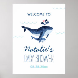 Välkomsthälsa om valar under Sea Baby Shower Poster
