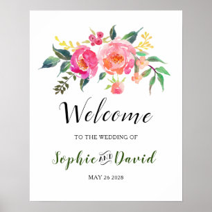 Välkomsthälsa om Vår Sommarfärg Blommigt Bröllop Poster