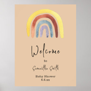 Välkomsthälsa om vattenfärg boho-regnbåge poster