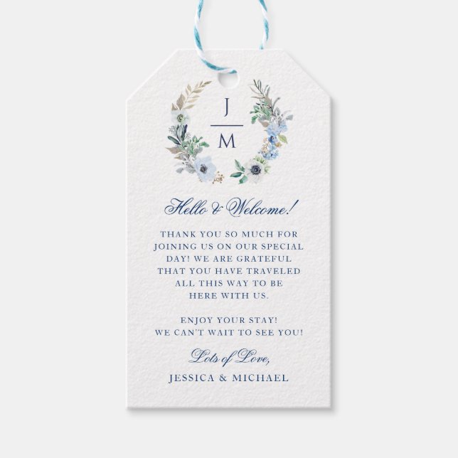 Välkomsthälsa om vattenfärgen Blommigt Utandning M Presentetikett (Framsidan)