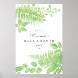 Välkomsthälsa om vattenfärgen Greenery Baby Shower Poster